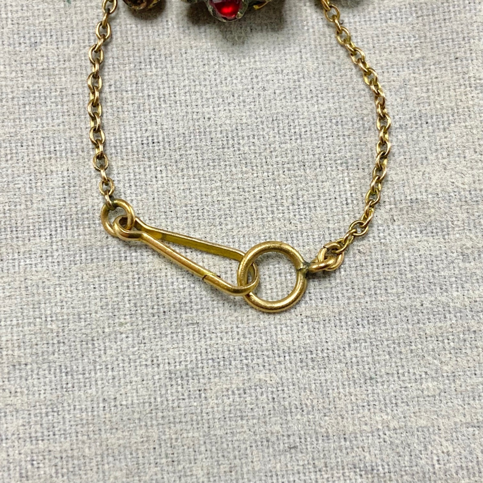 Vintage Bohemian Garnet Gold Tone Jewelry Lot Cross Pin Earrings Safety Chain