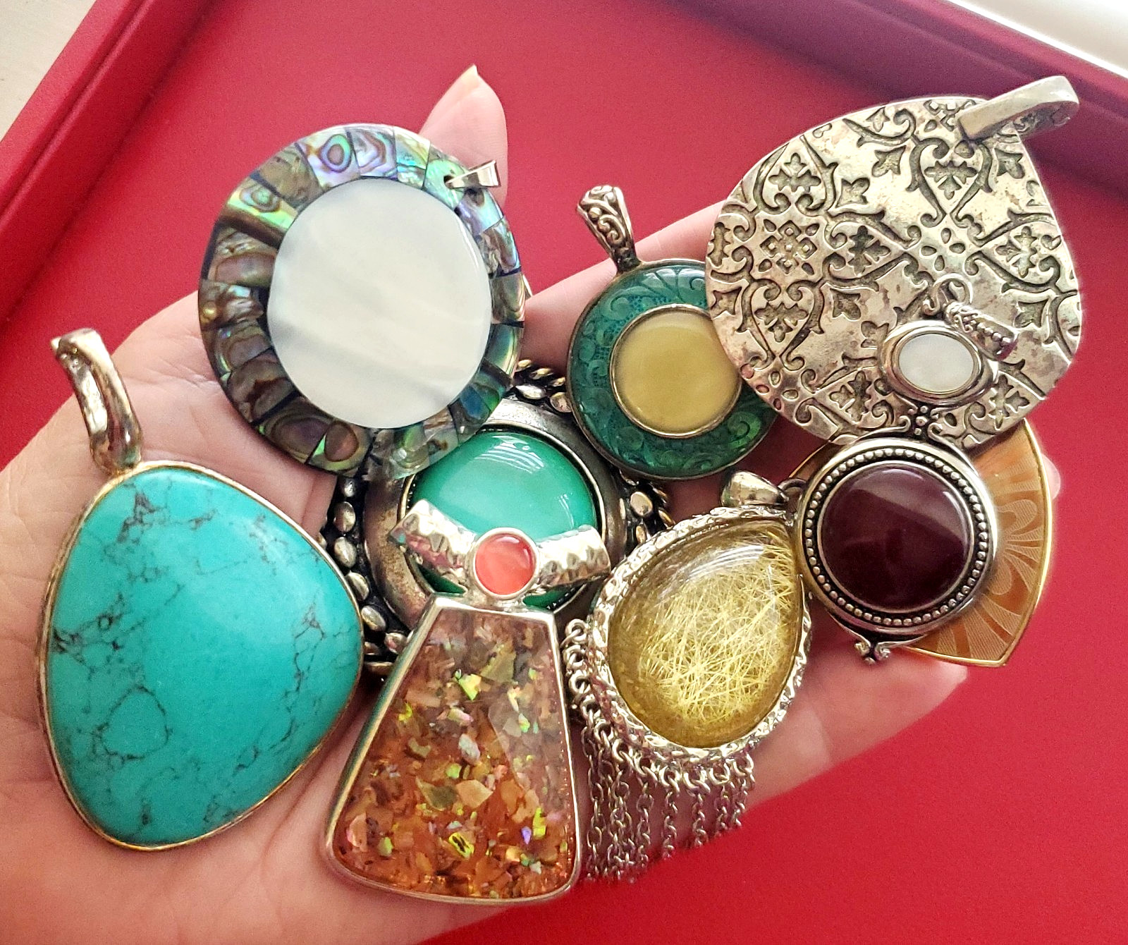 Vintage & Modern Large-Size Pendant Jewelry Lot Bohemian Style