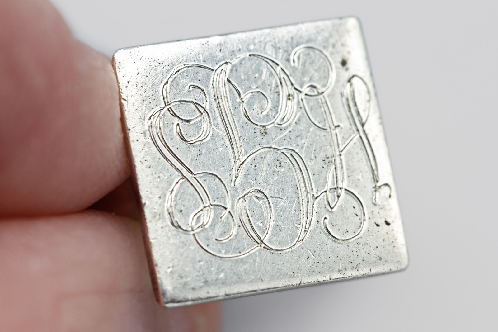 Engraved Letters Squared Ring Size 4.5, 925 Sterling Silver Monogram Pinky Ring