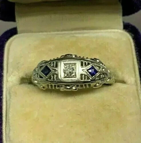 2.25Ct Art Deco Style Lab Created Diamond Engagement 14K White Gold Finish Ring
