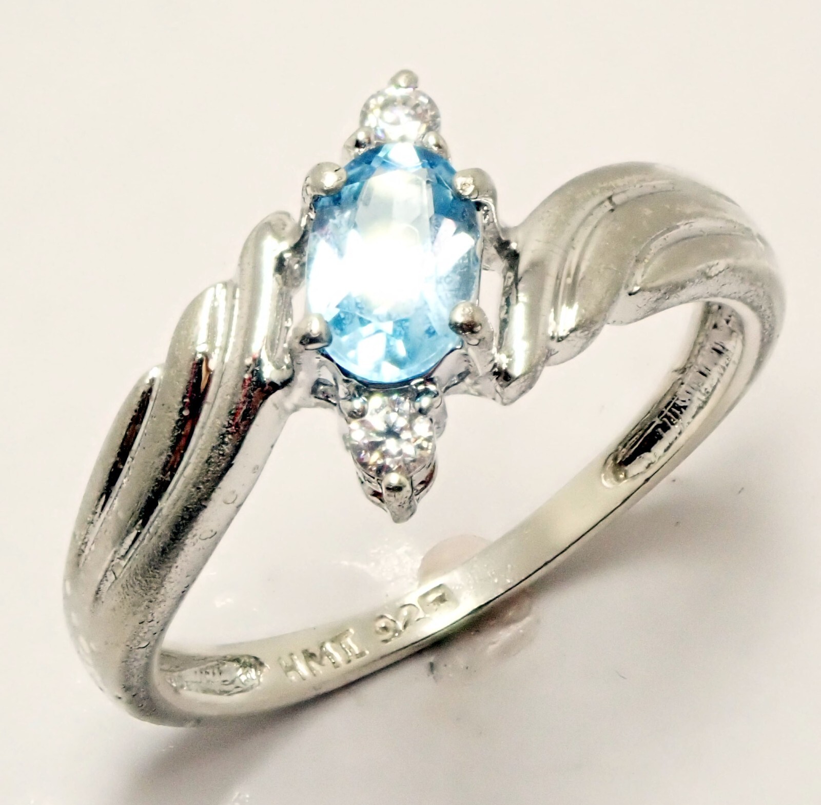 Size 7 Vintage HMT Howard M.Tefft Solid Sterling Silver 925 Topaz Good Luck Ring