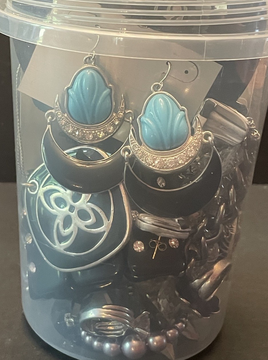 Mystery Jewelry Jar BOLD CHUNKY Curated Black Silver All Wearable Glam Runway