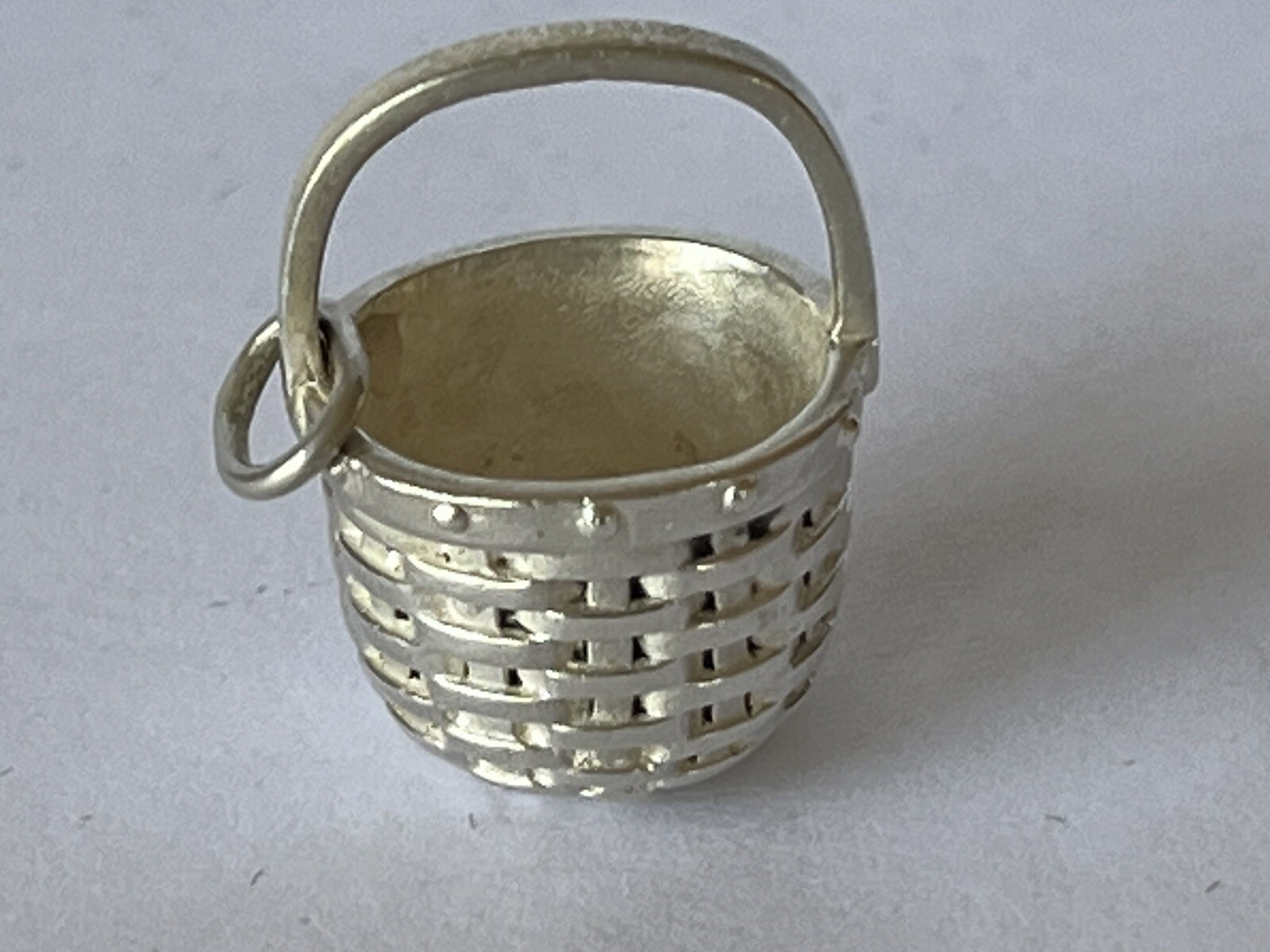 Sterling Silver Brown County Apple Basket Charm For Bracelet or Pendant