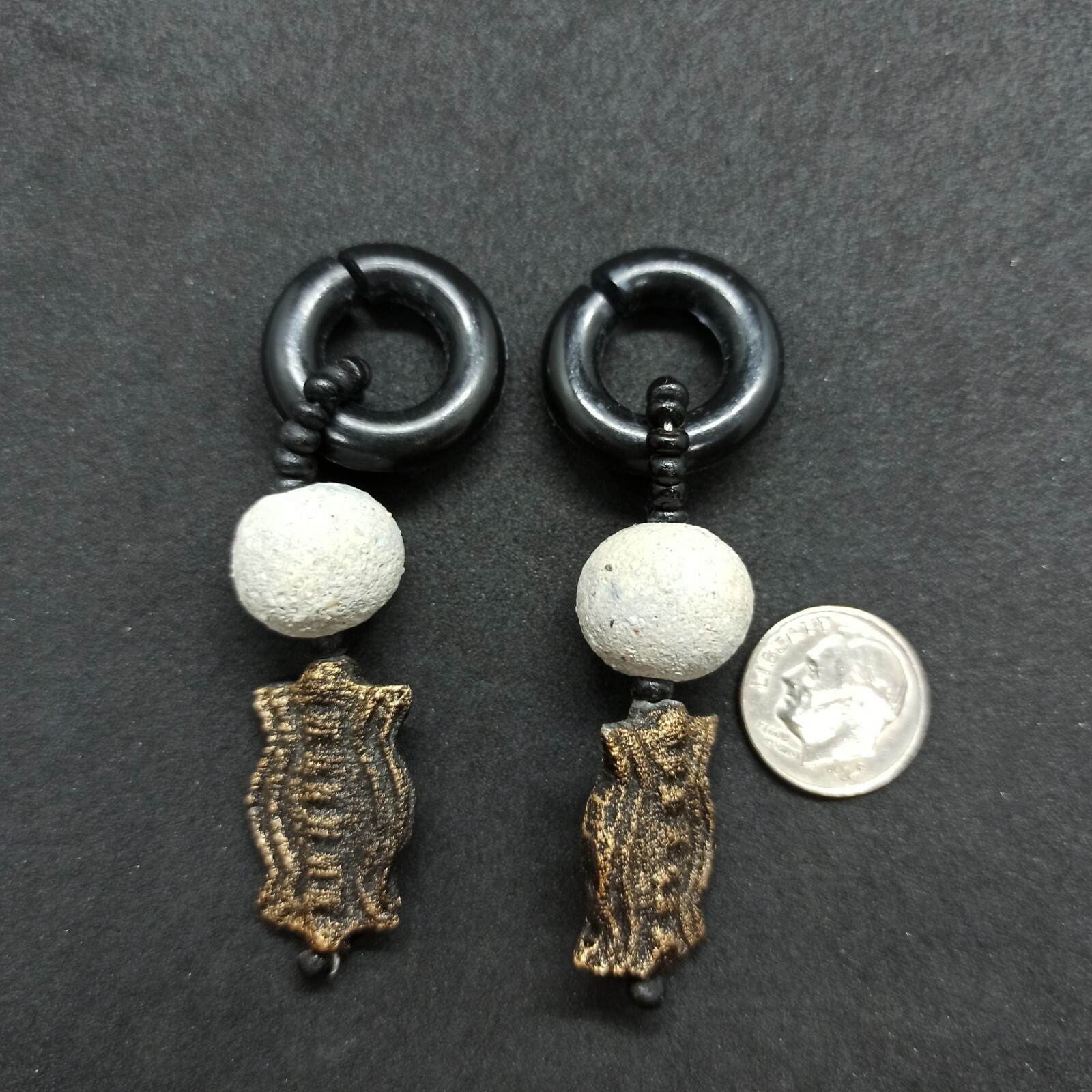 Authentic Vintage Bohemian Earrings Long US No Holes Clip Hoop Hippie Lightweigh