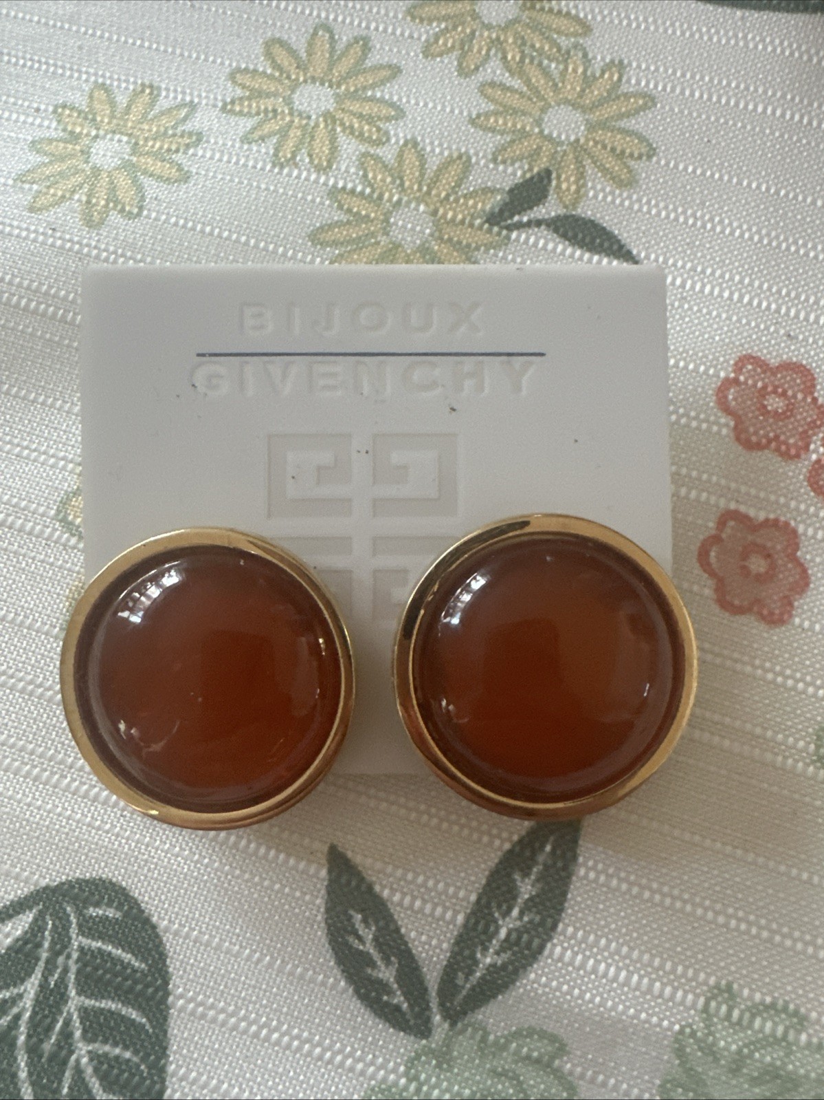 VINTAGE GIVENCHY MASSIVE GOLD TONE/CARNELIAN STATEMENT EARRINGS RARE