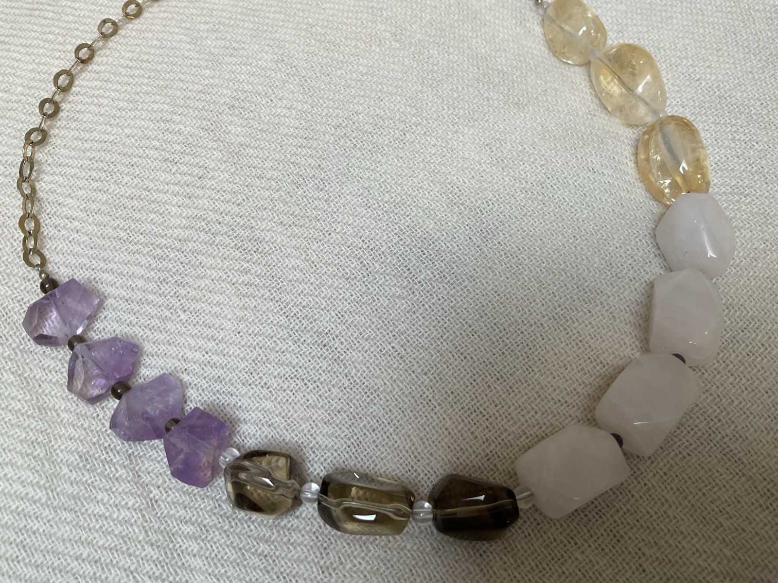 Vintage Multi Stone 925 Sterling Silver Necklace Genuine Gemstone IL Marks