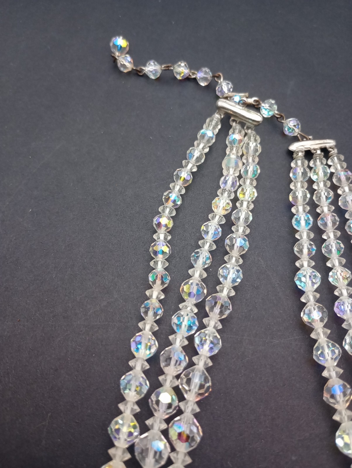 Vintage 3 Strand Australian Crystal Necklace 8″ Pre-owned