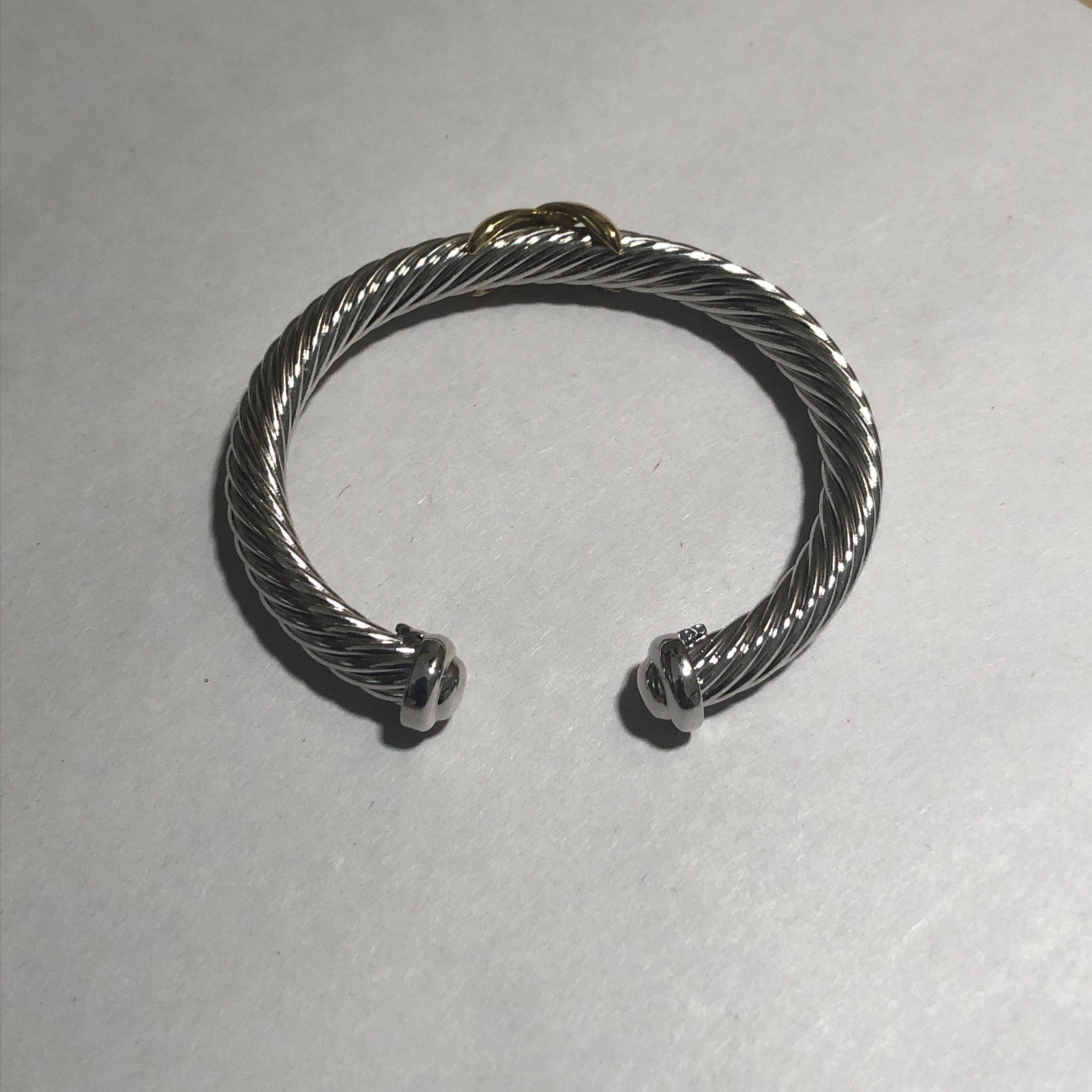 Vintage Cable Cuff Bracelet With Gold X 7MM