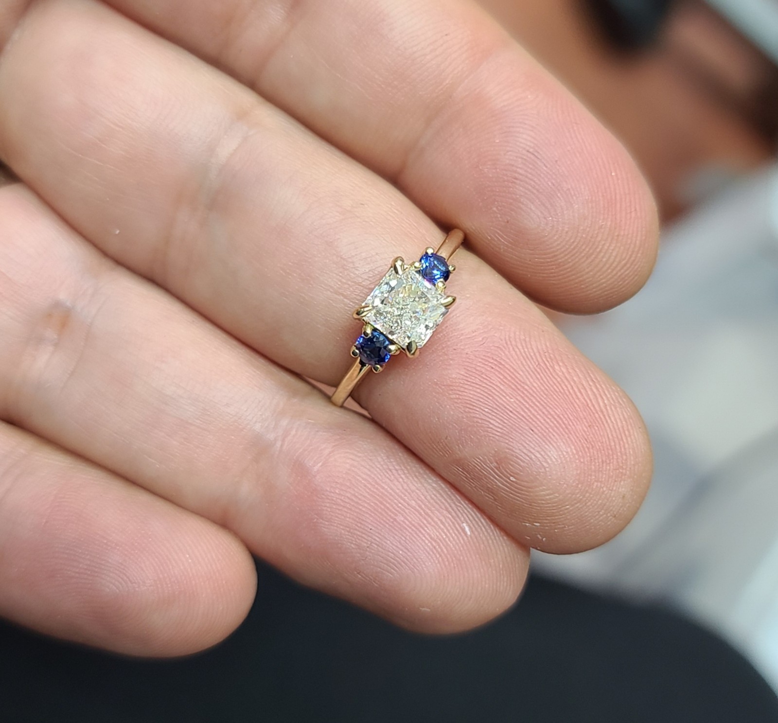 Vintage 14K Yellow Gold Engagement ring 1.41ct.Natural Radiant Cut Diamond