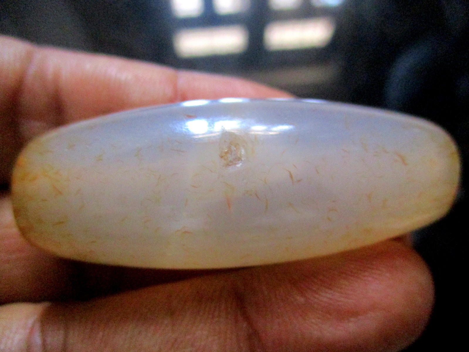 Elongated Bead Agate Antique 50 * 20 mm, 34.11 Gms