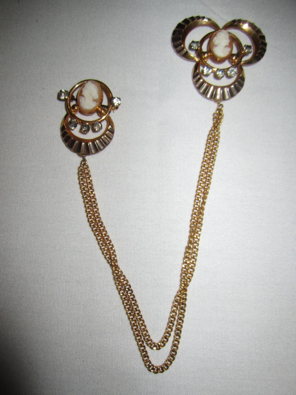 Gold filled Double Cameo brooches