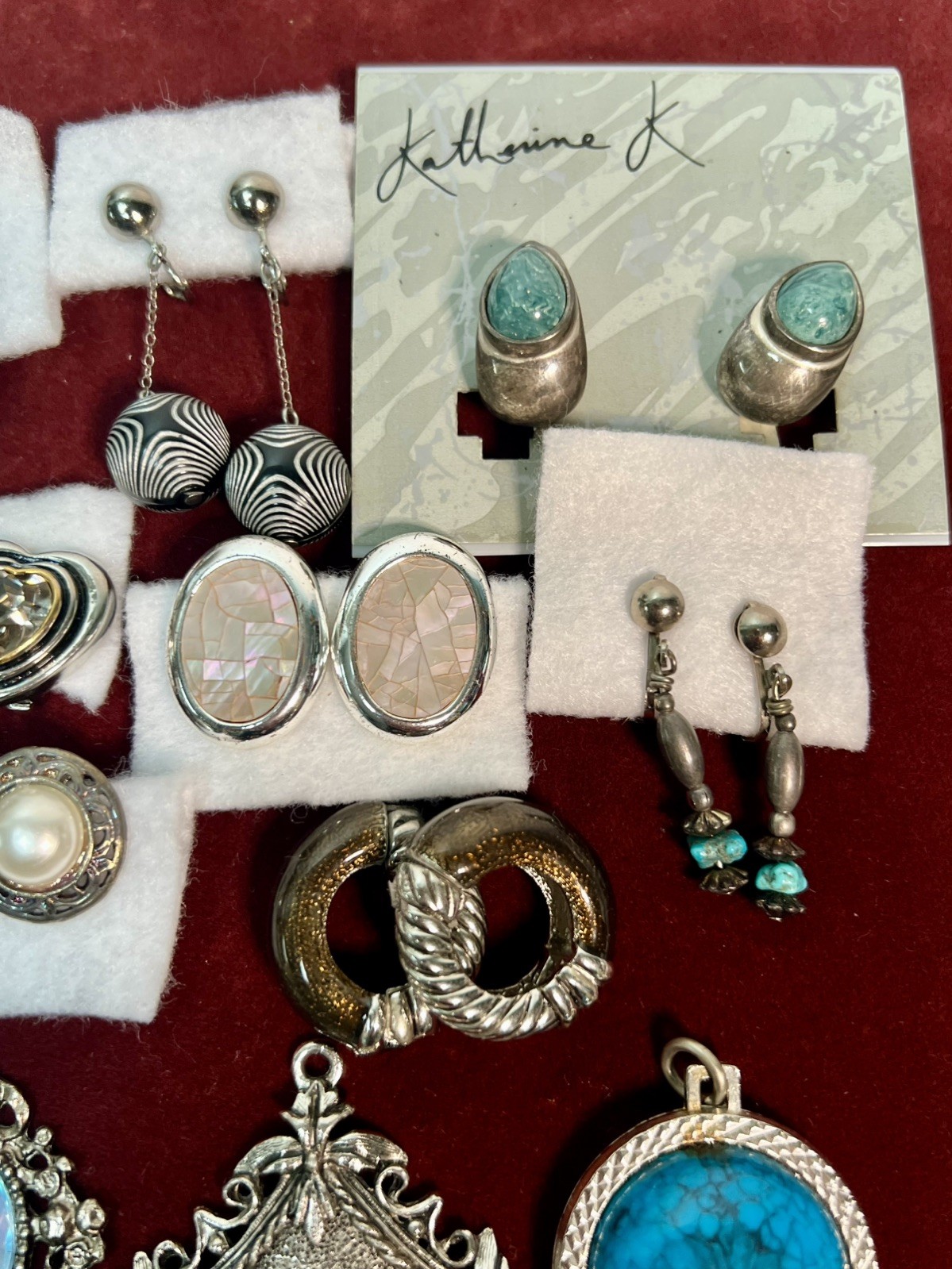 Vintage Silver Tone Jewelry Clip on Earrings Bracelet Necklace Pendant Lot of 23
