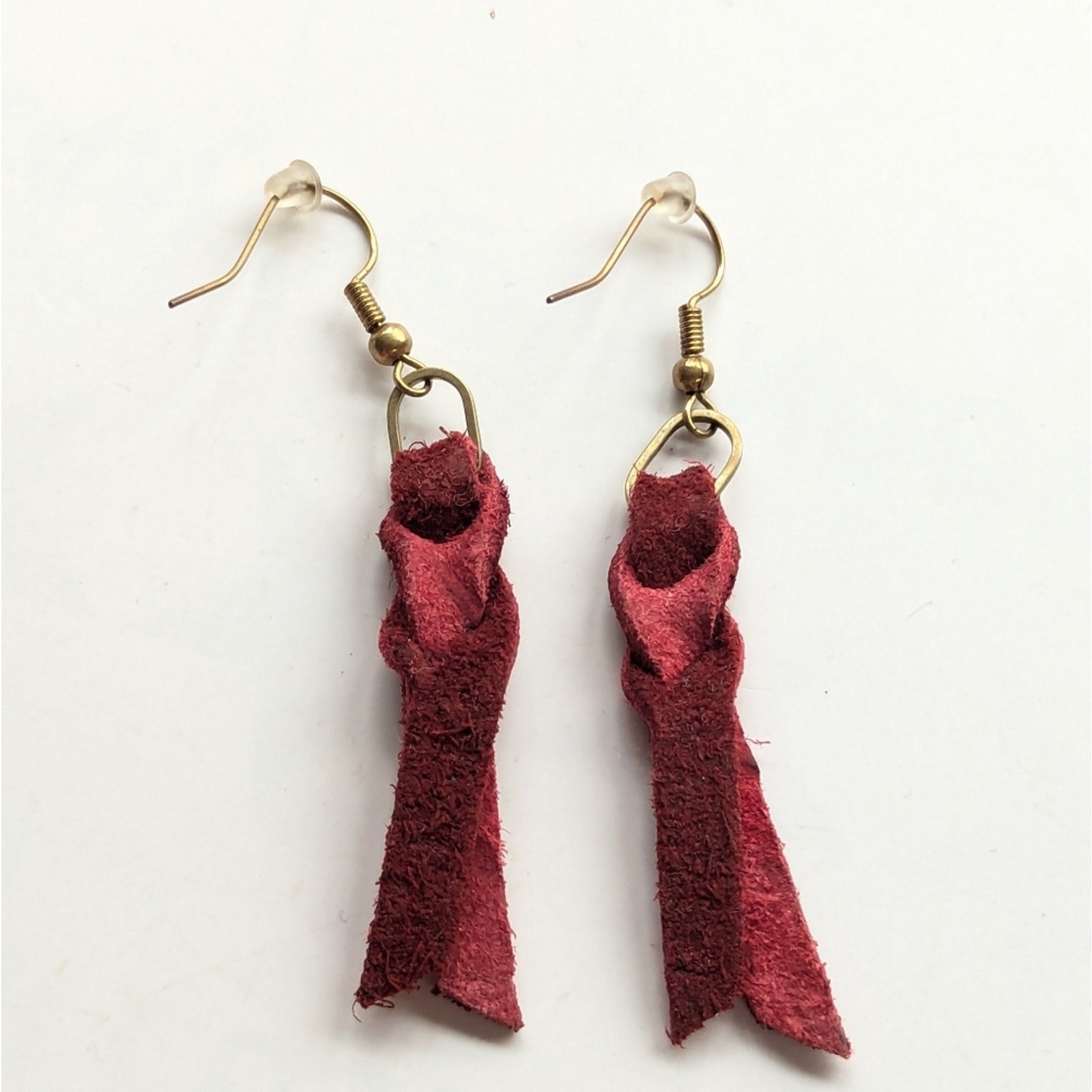 Holiday Trendy Red Leather Braided Tassel Dangle Boho Hook Pierced Earrings