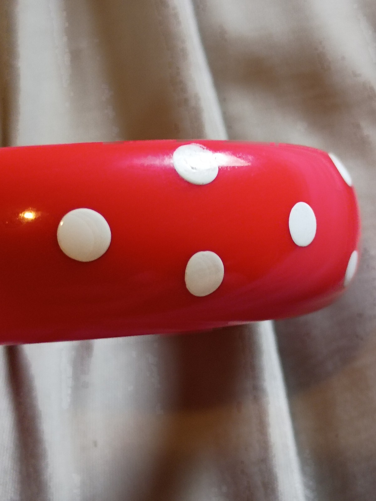 Unique Vintage Polkadot Red and White Color Plastic Bracelet.