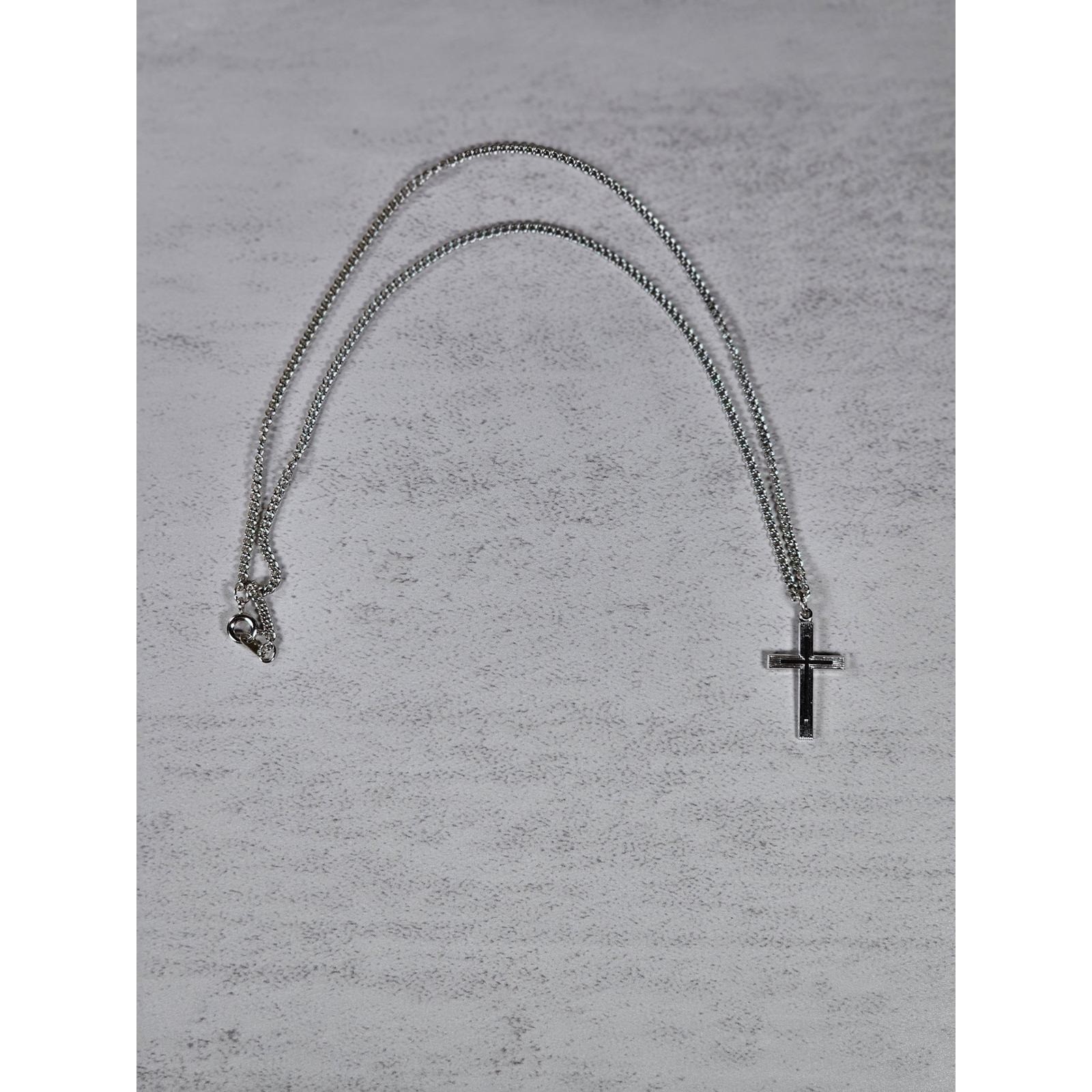 Vintage Silver Tone Cross Necklace with Chain Christian Jewelry