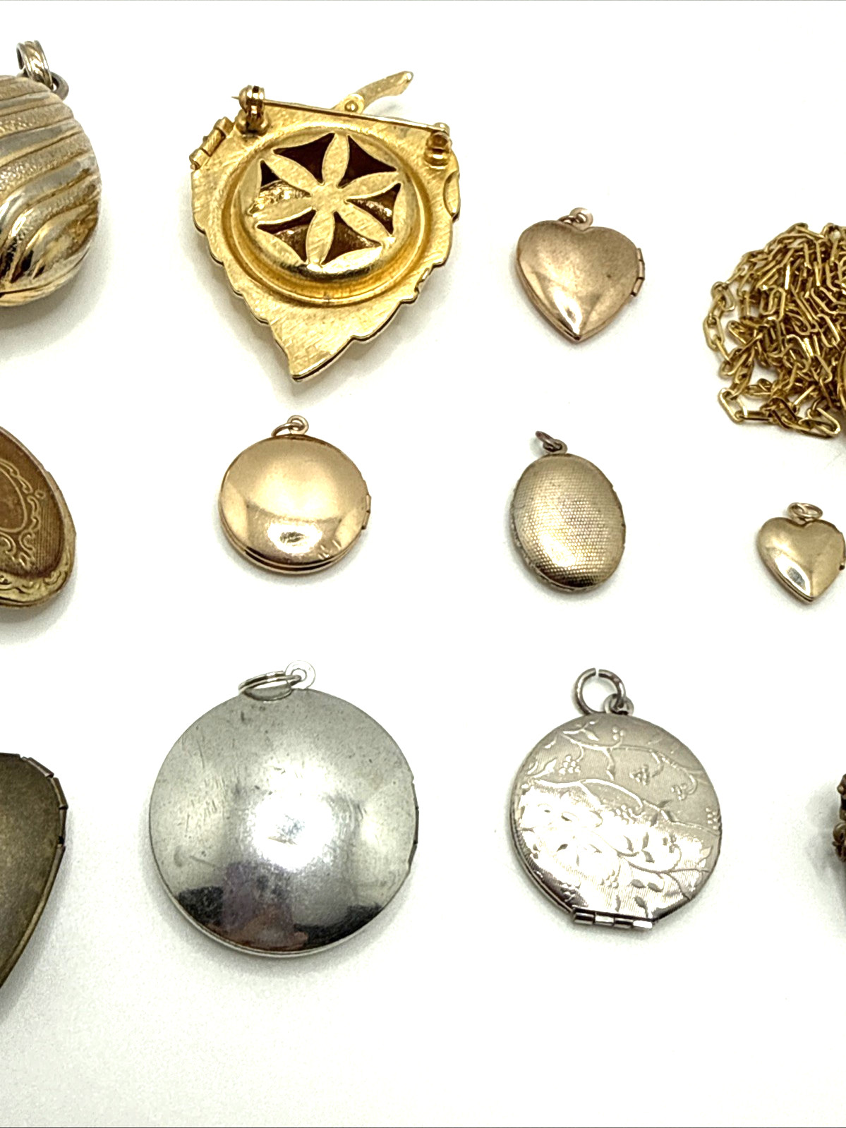 Vintage to Now Jewelry Pendant & Charm Lockets Gold & Silver Tone Lot of 12