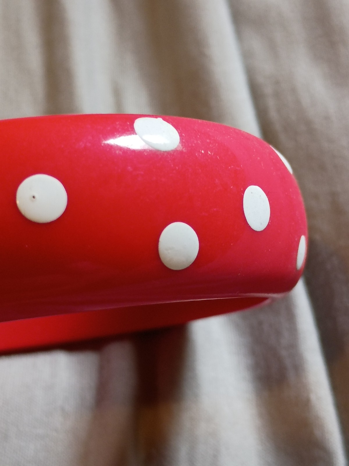 Unique Vintage Polkadot Red and White Color Plastic Bracelet.
