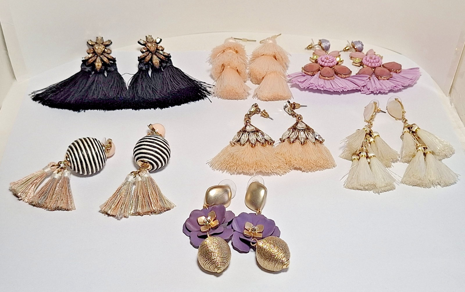 Lot of 5 Pairs Vintage Unbranded & 2 Branded Tassel Fashion Pierced Earrings