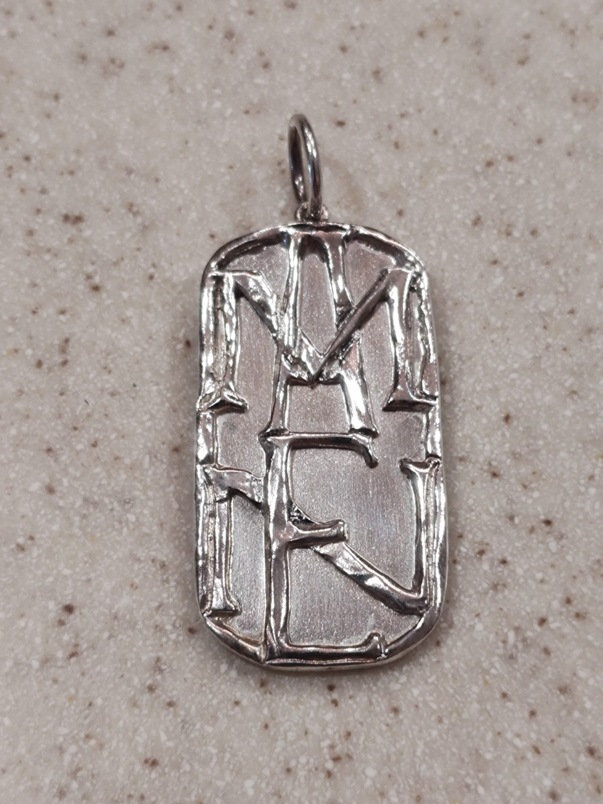 RARE! VINTAGE WP WAXING POETIC 925 STERLING SILVER “AMEN”? DOG TAG STYLE PENDANT
