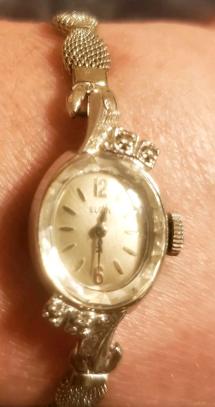 Vintage Elgin 10k Bezel Diamonds Speidel 10k Band 21 Gem Working