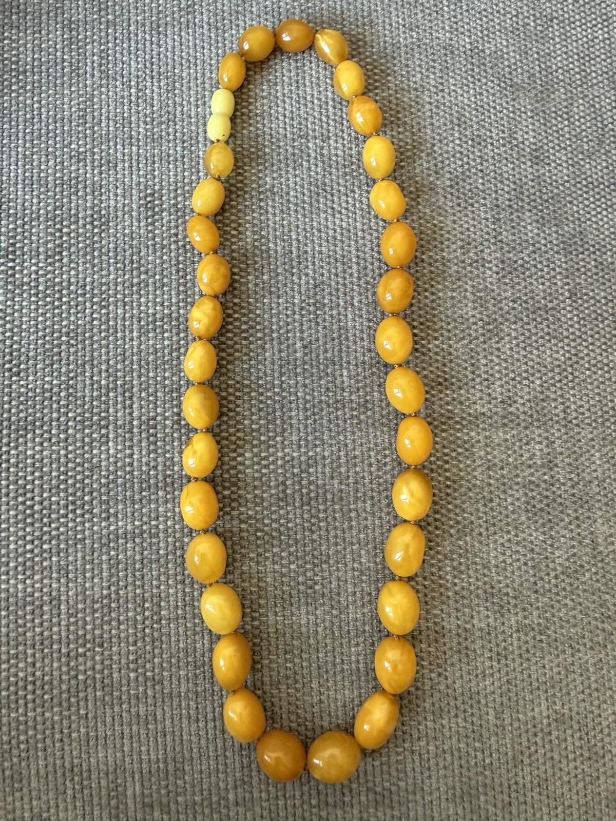 Vintage Egg Yolk Amber Graduated Bead Necklace 31g Old Baltic Amber Necklace