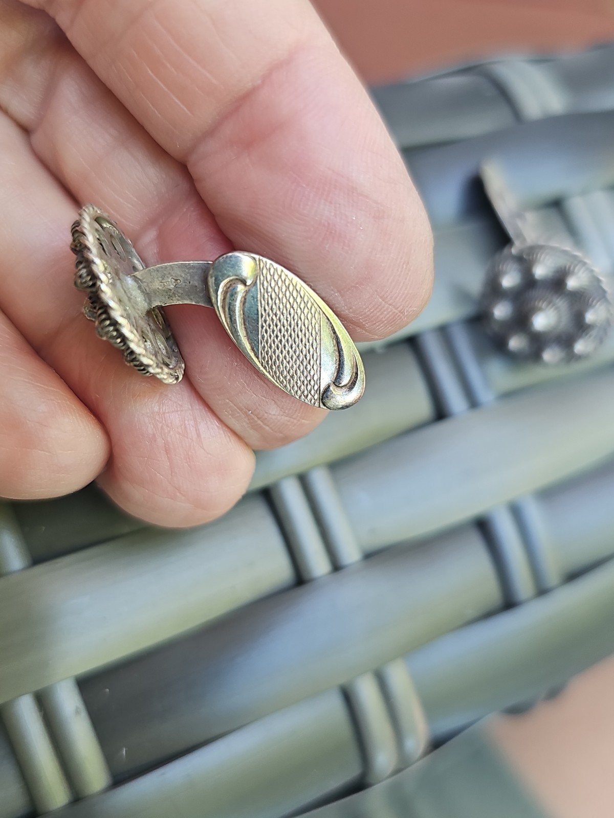 Antique Dutch Zeeuwse Knoop Cufflinks- 835 Silver Filigree Zeeland Button Sword