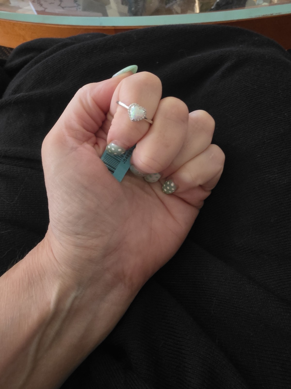 Beautiful Heart-shaped White Opal Size 6 Dainty Ring Sterling Silver