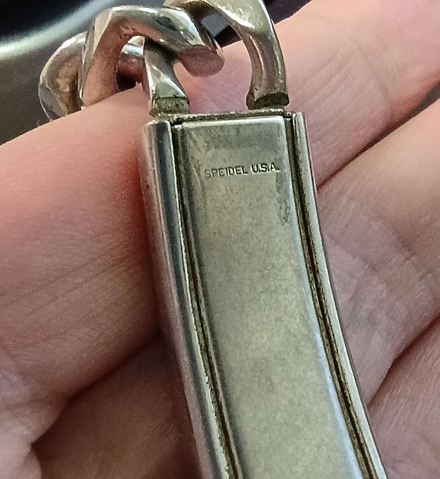 Vintage Speidel USA ID Bracelet Rhodium Electroplate Engraved GREGG