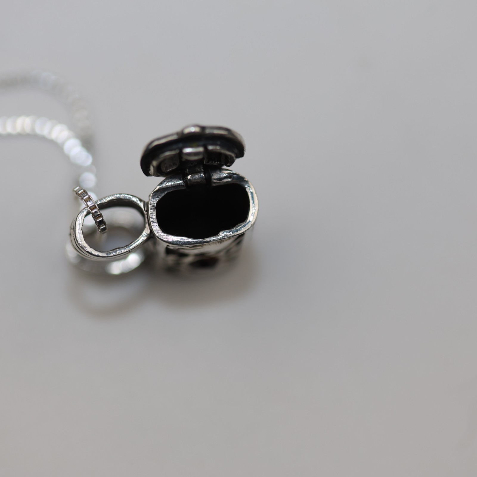 Handbag Locket Amethyst Gemstone Pendant Necklace Sterling Silver