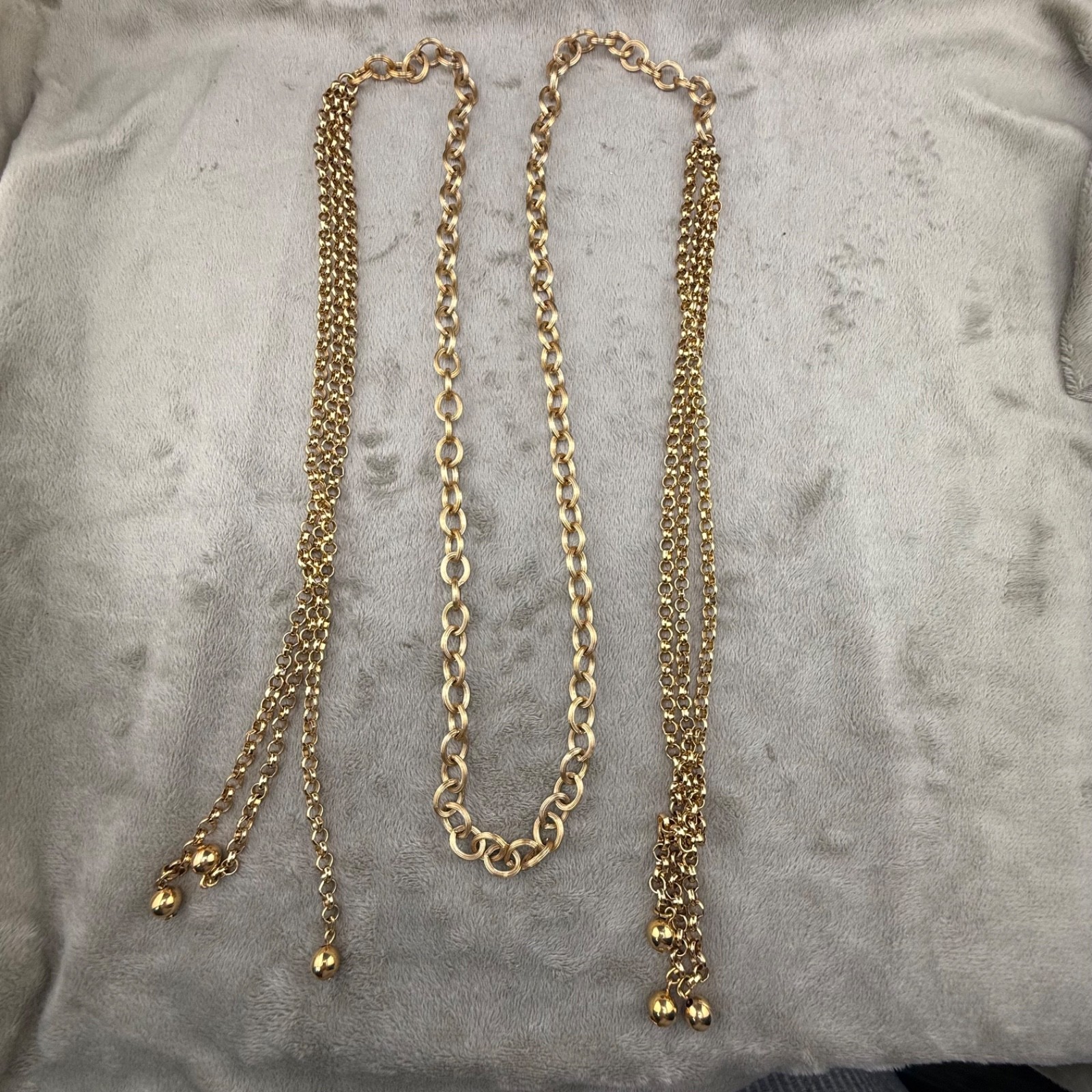 Vintage Opera Lariat Tassel Necklace Gold Tone 48”