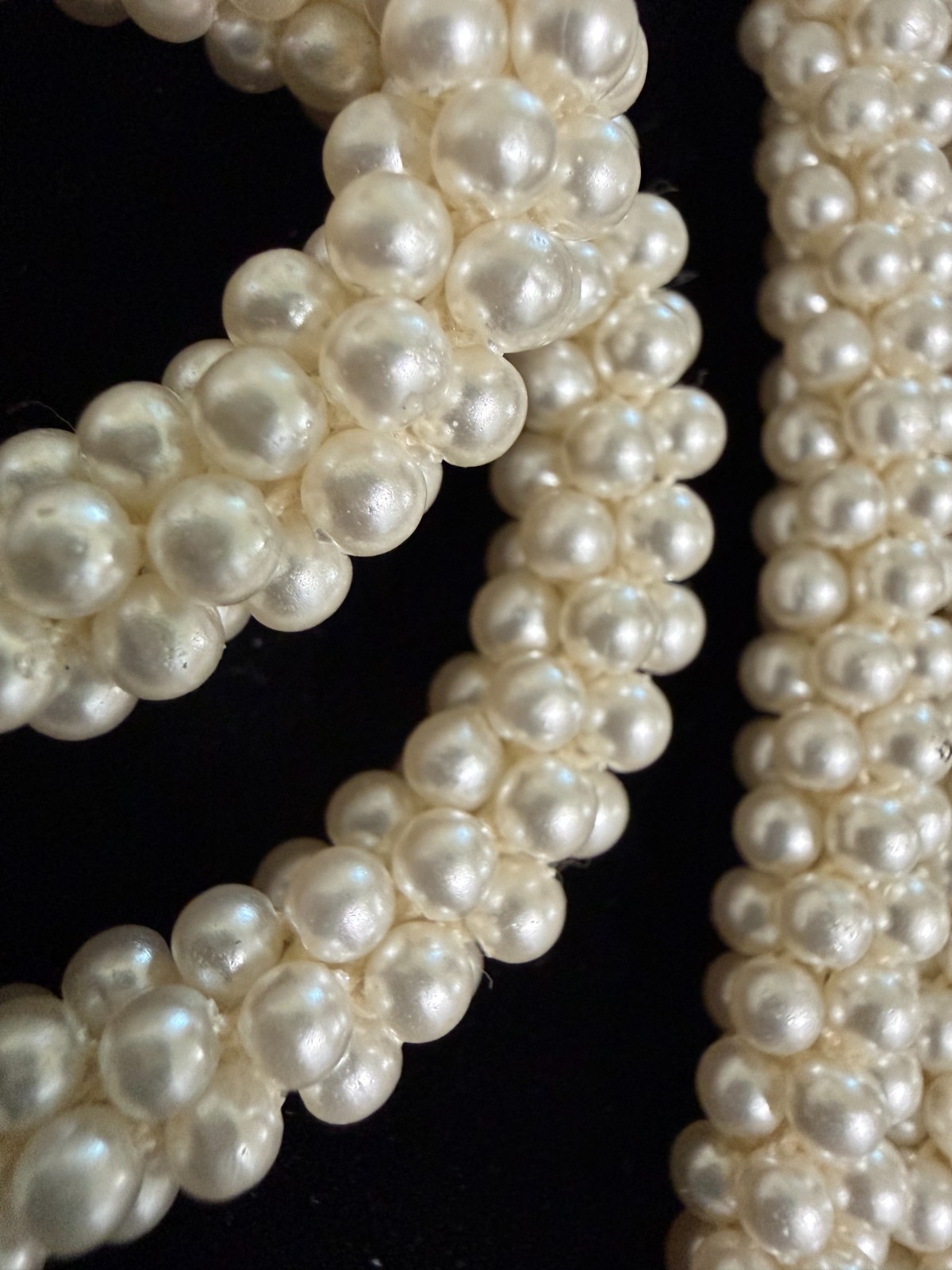 Vintage Pearl Rope Necklace Woven Torsade Cluster Retro Long Bridal Evening