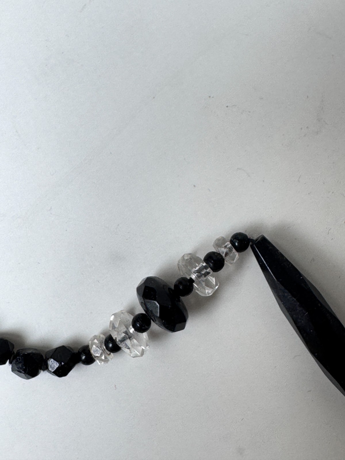 Antique Victorian Black Jet Mourning Fancy Bead ROPE Necklace, Repair NEEDED