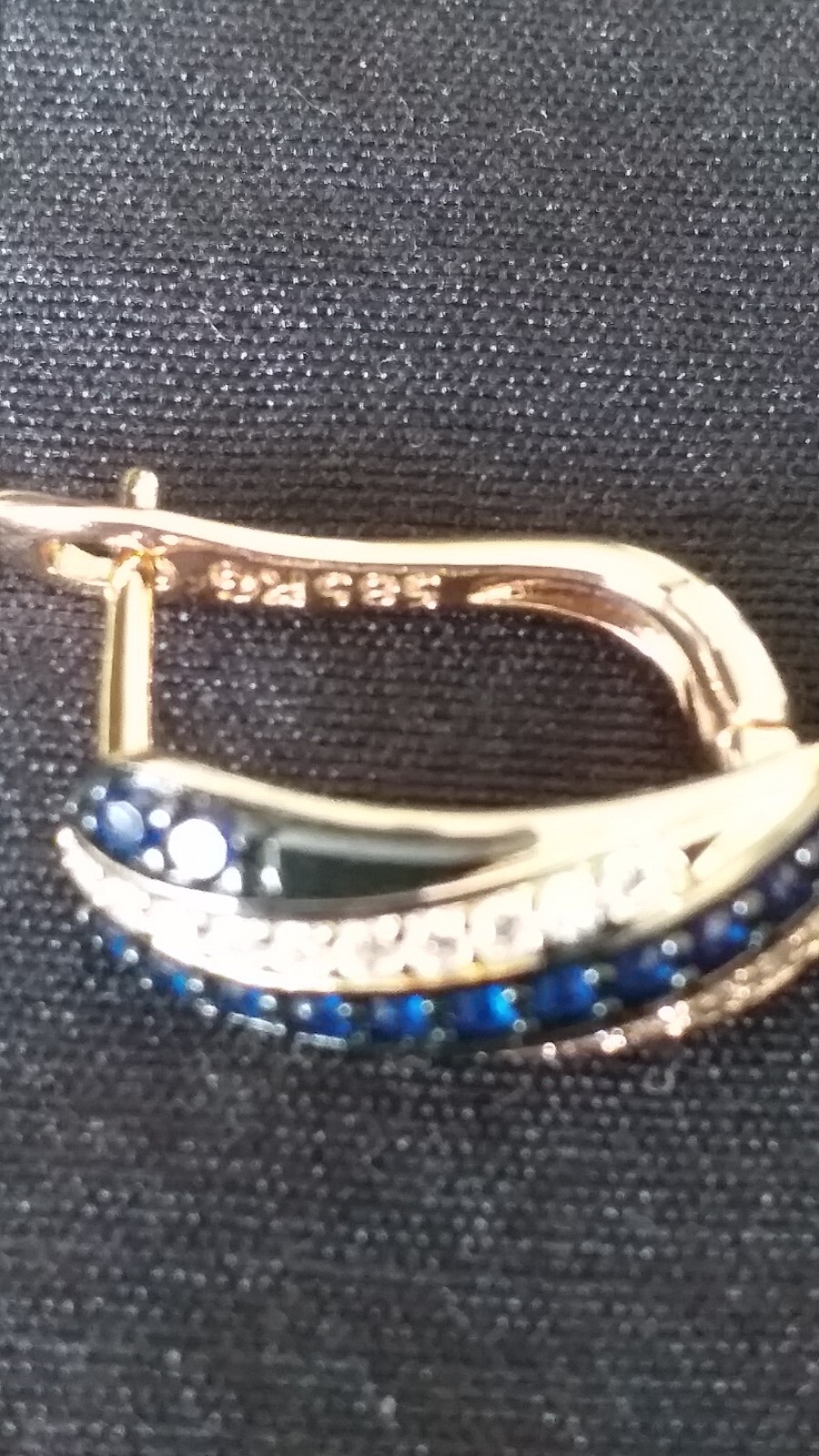 Vintage 1990-s 14 Ct Rolled Gold Sapphire Zircons Earrings- Hallmarked 585 RG