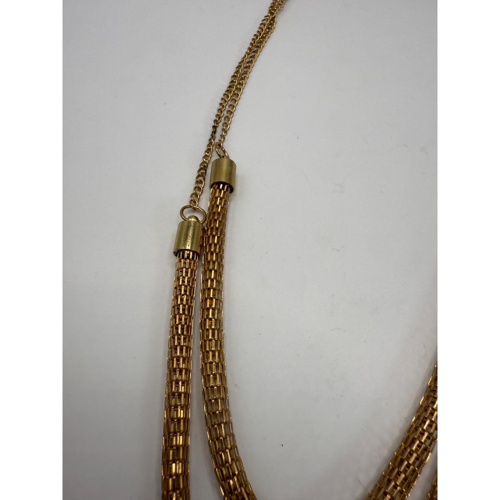 Vintage Gold Tone Multi-Strand Chain Necklace – Classic Statement Jewelry
