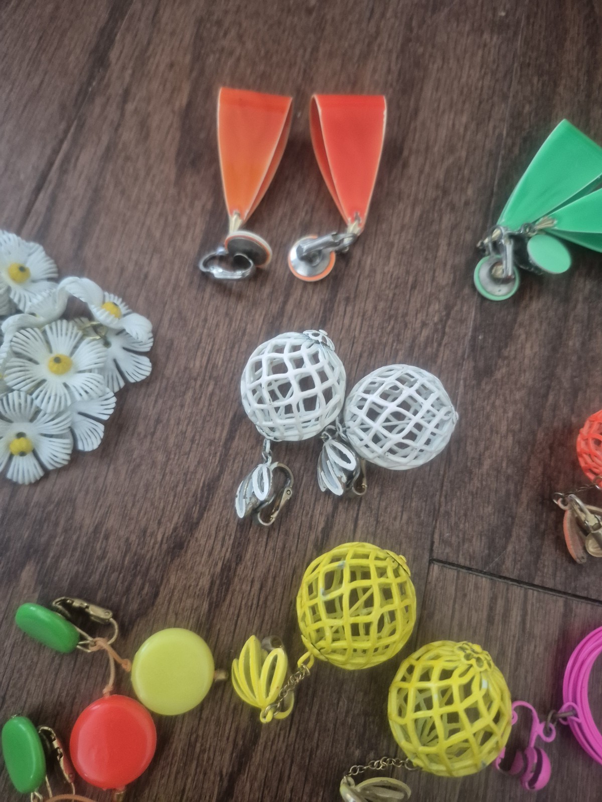 Vintage s Big Bold Retro Earrings Lot Bright Colorful Funky