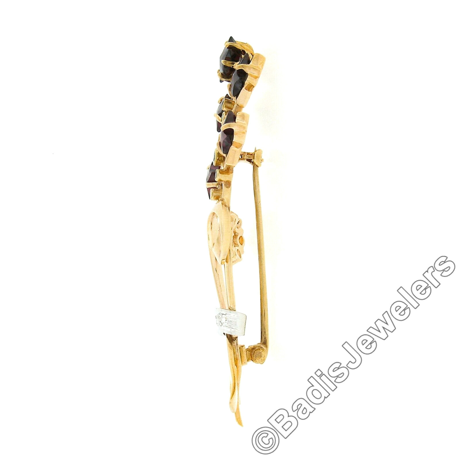 Unique Vintage 14k Gold Custom Star Garnet Emerald Diamond Bundle Bouquet Brooch