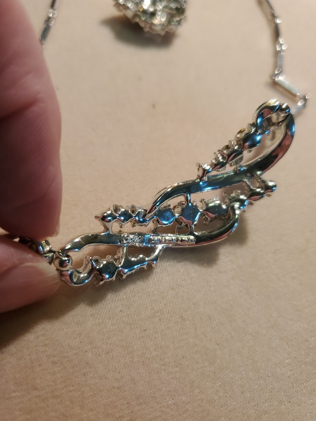 Coro Vintage Necklace Earrings Set, Blue Rhinestones Silvertone Setting, Fresh