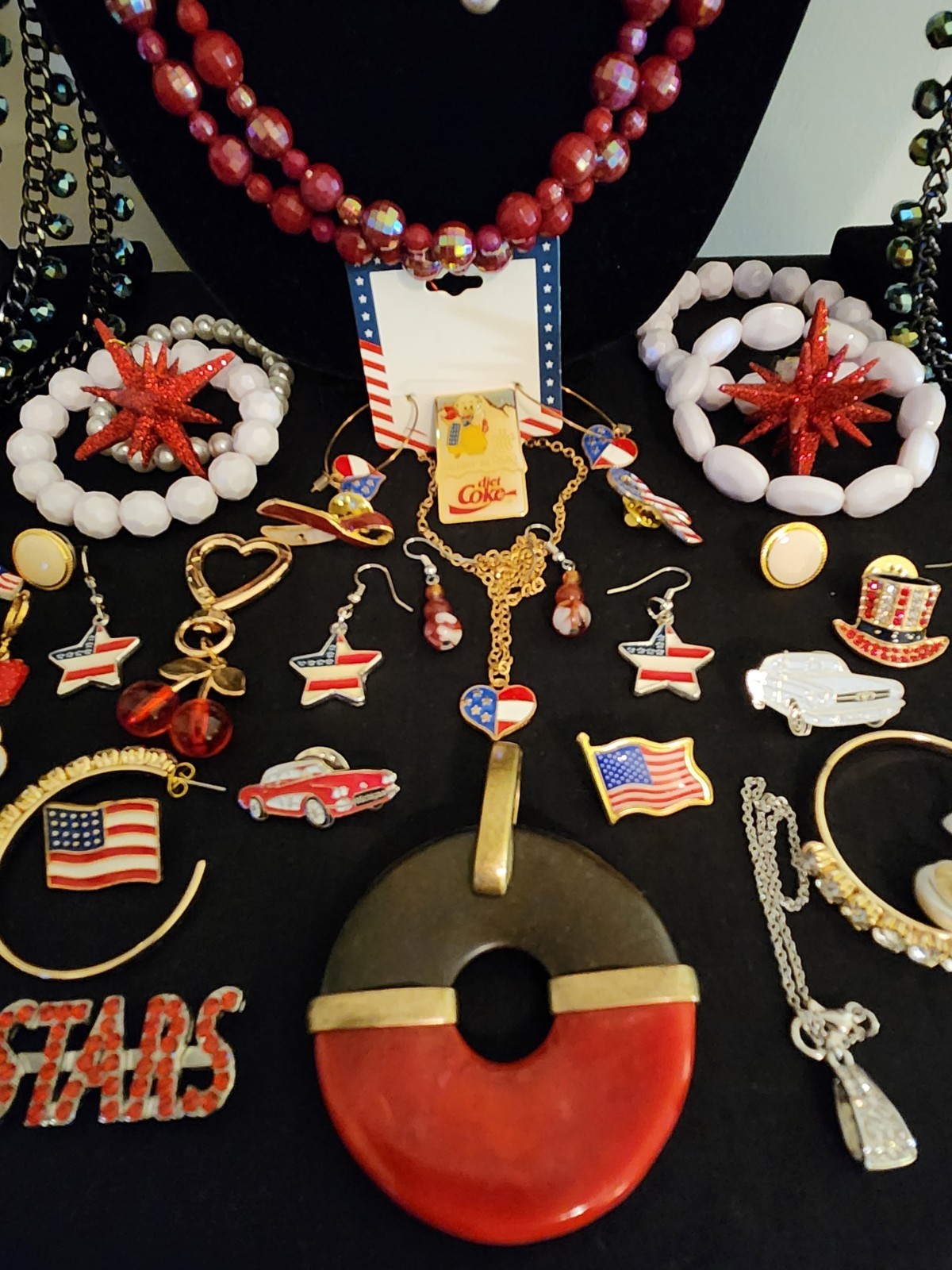 July Joy! Red White & Blue Vintage To Modern Asst Costume Jewelry Lot