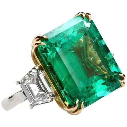 4.50 Ct Natural Emerald Art Deco Vintage Engagement Ring 925 Sterling Silver