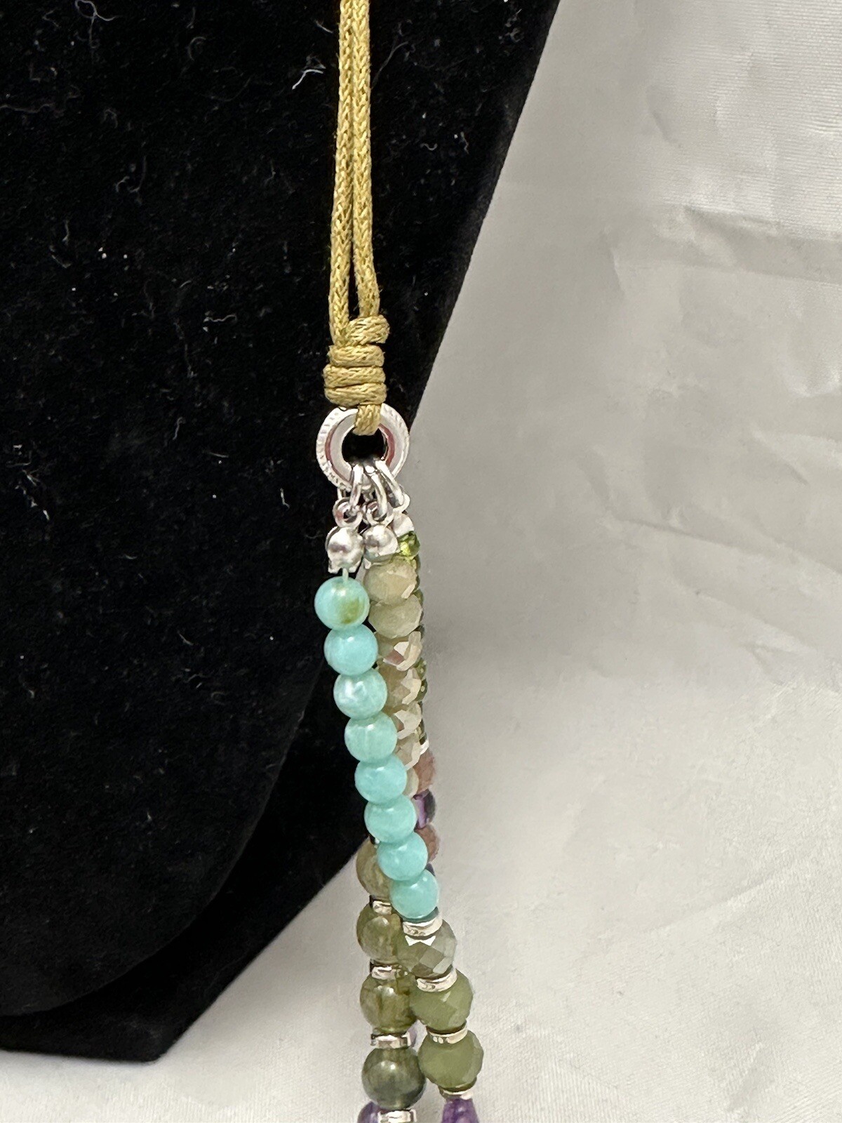 BEAUTIFUL Beaded TRIPLE STRAND C1946 NECKLACE 14”