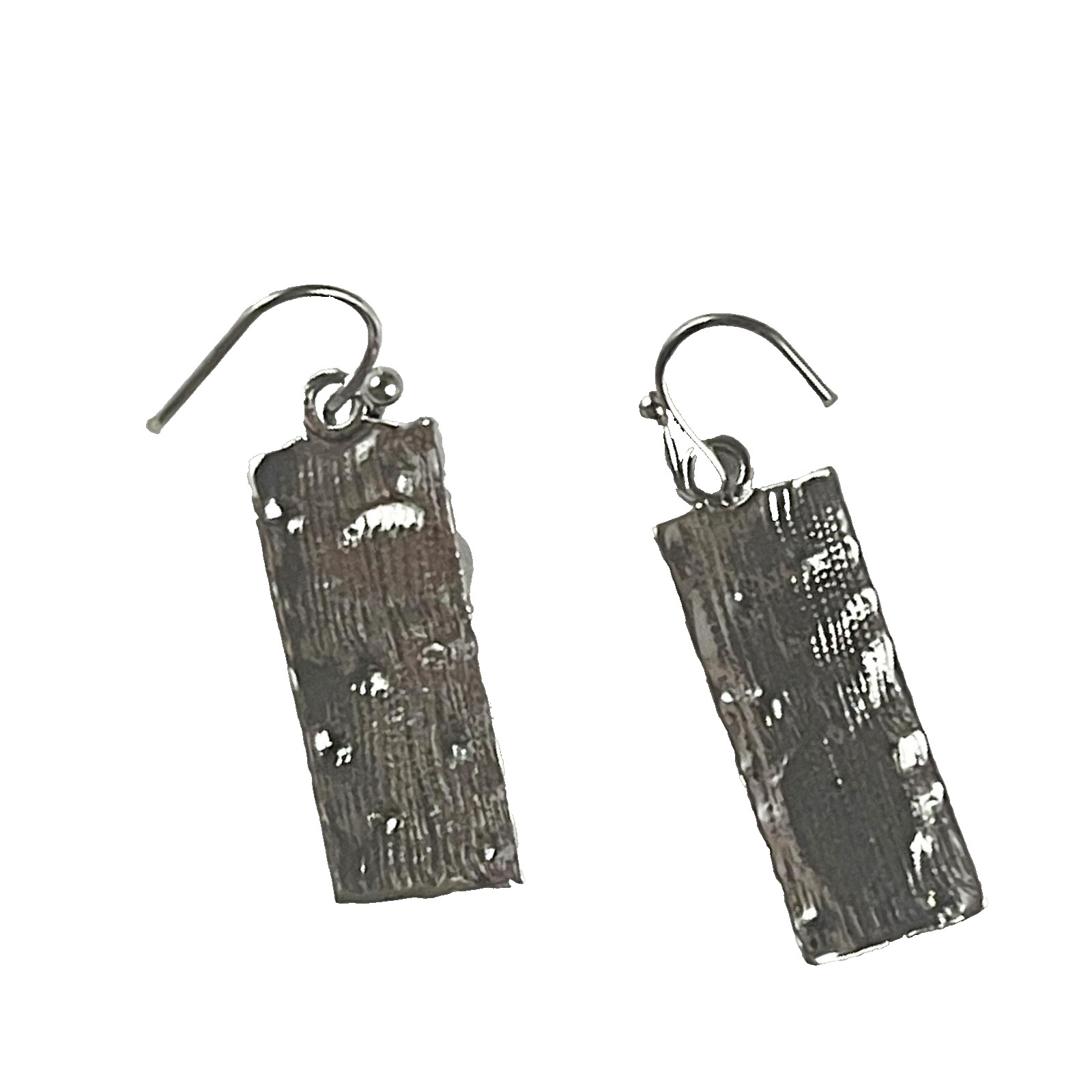 Vintage Goldtone Stone Rectangular Hook Earrings 1.75”