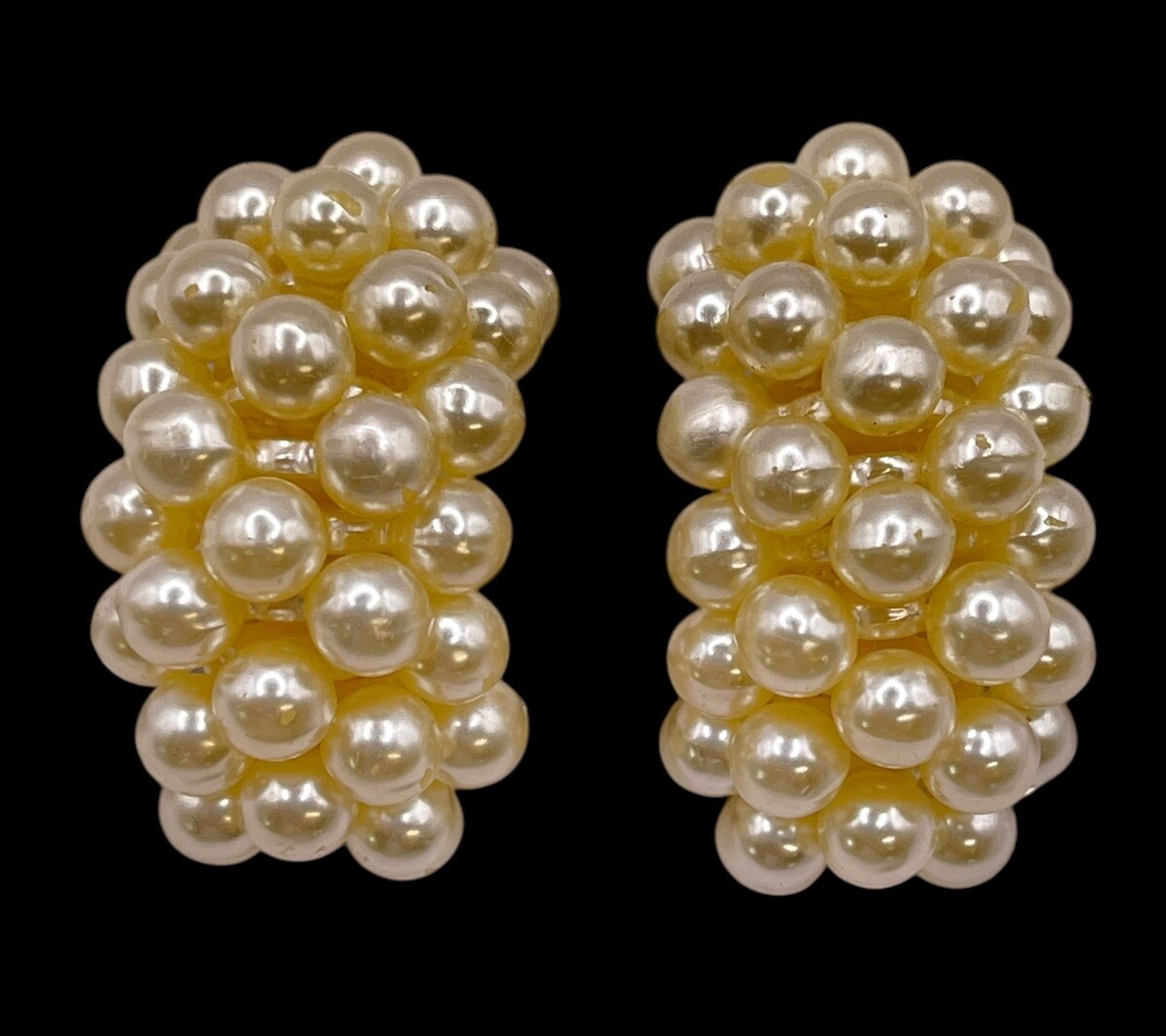 Vintage Statement Cluster Faux Pearls Earrings Clip Huggie Climber Classic