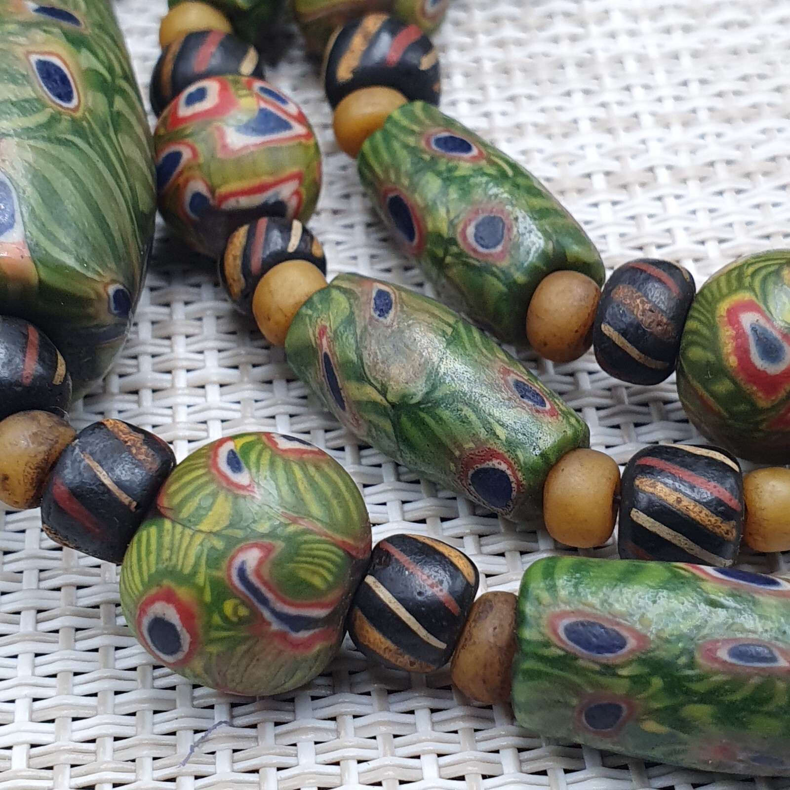 Vintage African Style Gabri Eyes Glass Beaded Necklace