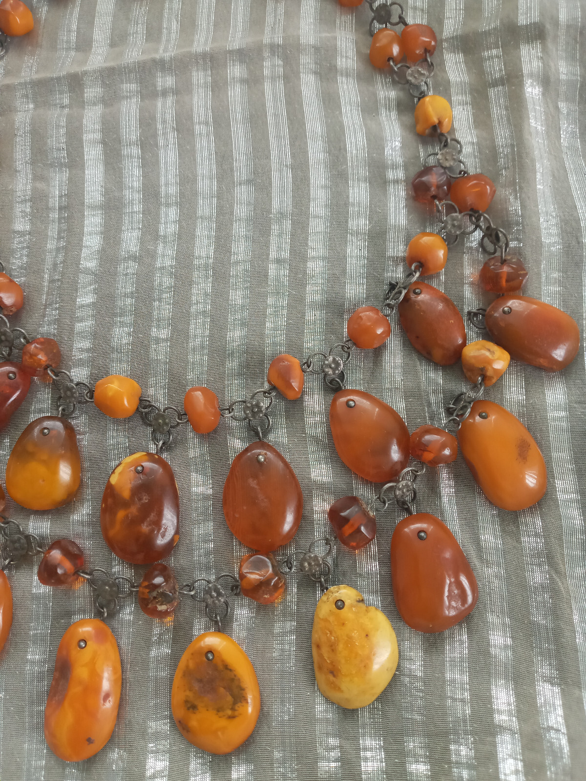 Vintage Natural Handmade Raw Baltic Amber Collar Necklace Butterscotch Egg Yolk