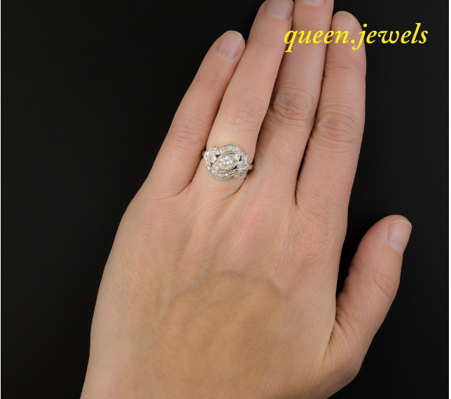2.85CT Round Cut Lab-Created Diamond Vintage Art Deco Ring 14K White Gold Finish