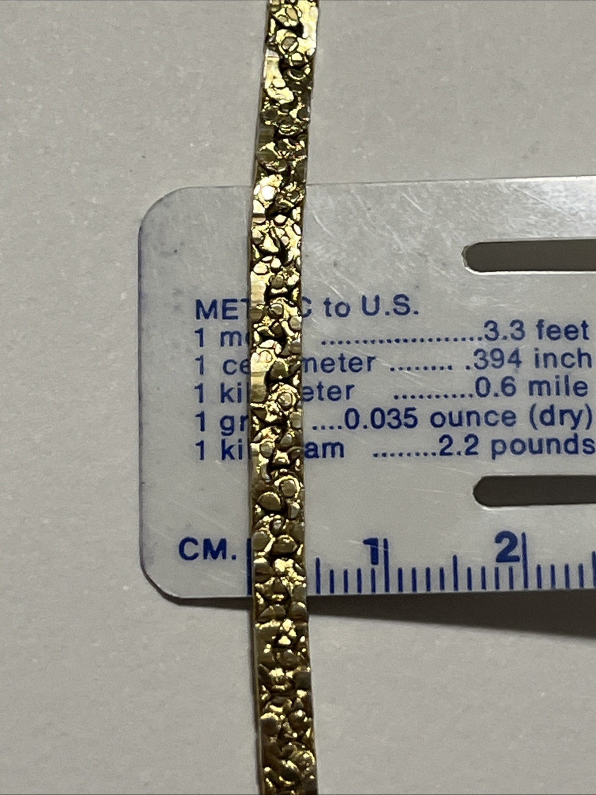 Vtg Flat Link Nugget Marked G.L. Textured Bracelet 4mm 7.75” 6.96gr
