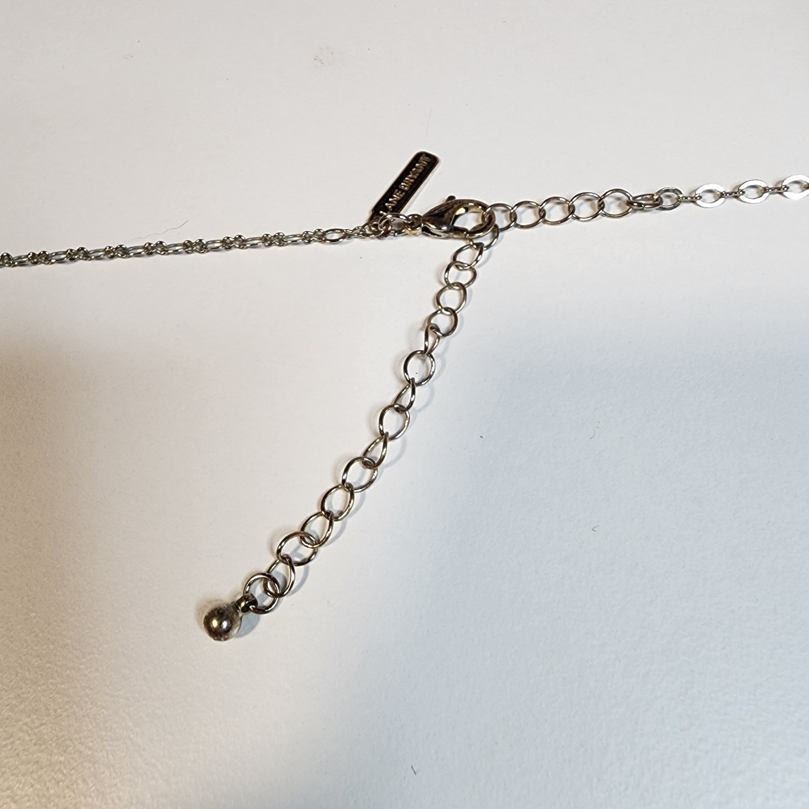 Lane Bryant Chain Tassel Necklace Vintage Gold Tone Signed Long 32″ White Stone