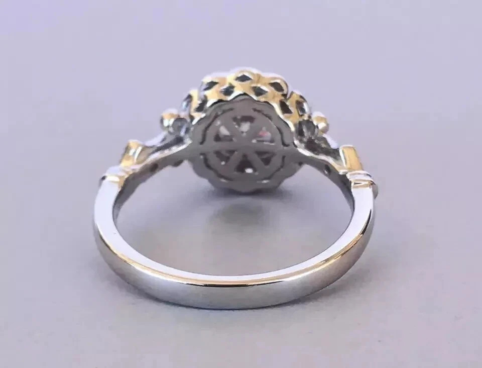 Art Deco Round Lab Created Diamond Women’s Engagement Ring 14K White Gold Finish