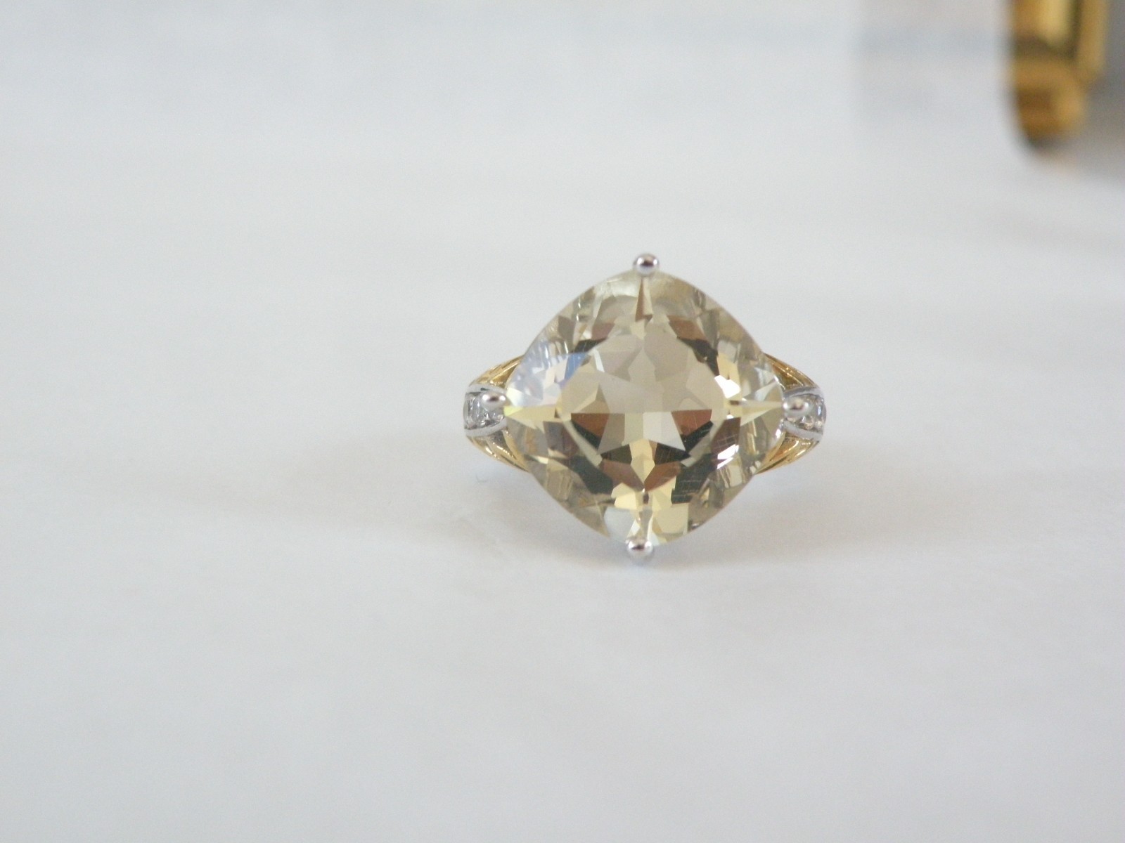 Vintage Sterling Silver 925 Large Natural Yellow Labradorite Ring Size 6