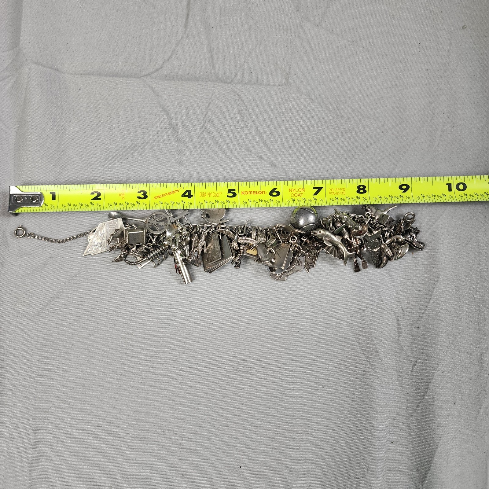 VTG Charm Bracelet 50+ Charms Sterling + Mixed Metals Movable Parts Estate Sale